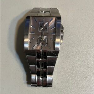 Guess Silver Rectangular Stainless Steel Watch